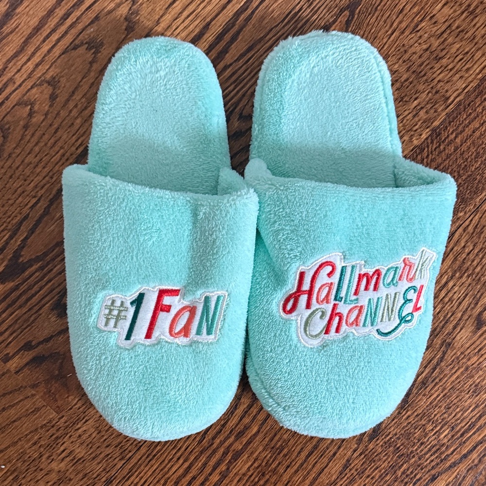 Hallmark Channel Aqua Slippers